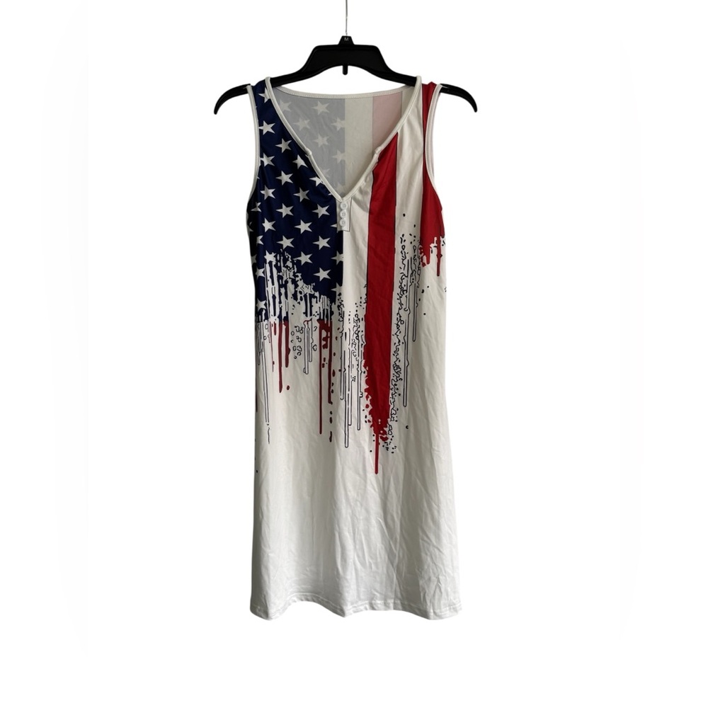Amazon Women's Patriotic Midi Dress - Red, Blue, White